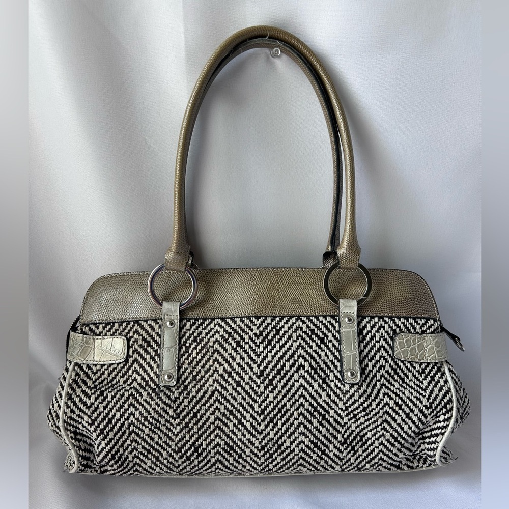 Guess vintage Y2K Brown and White, Tweed Handbag - Picture 3 of 9